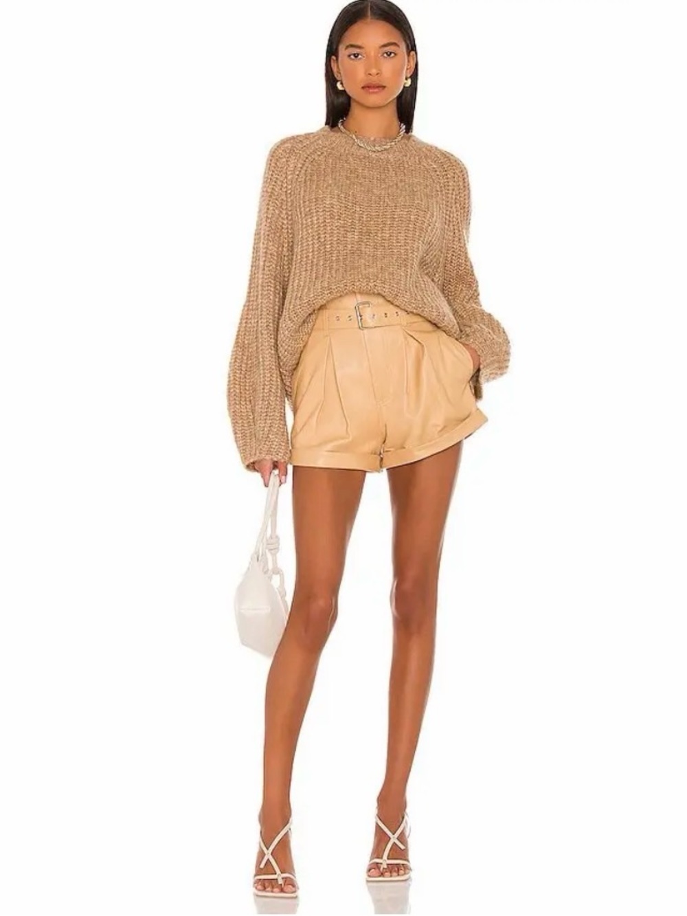 Revolve L'Academie Sonoma Camel/Tan Chunky Crewneck Sweater